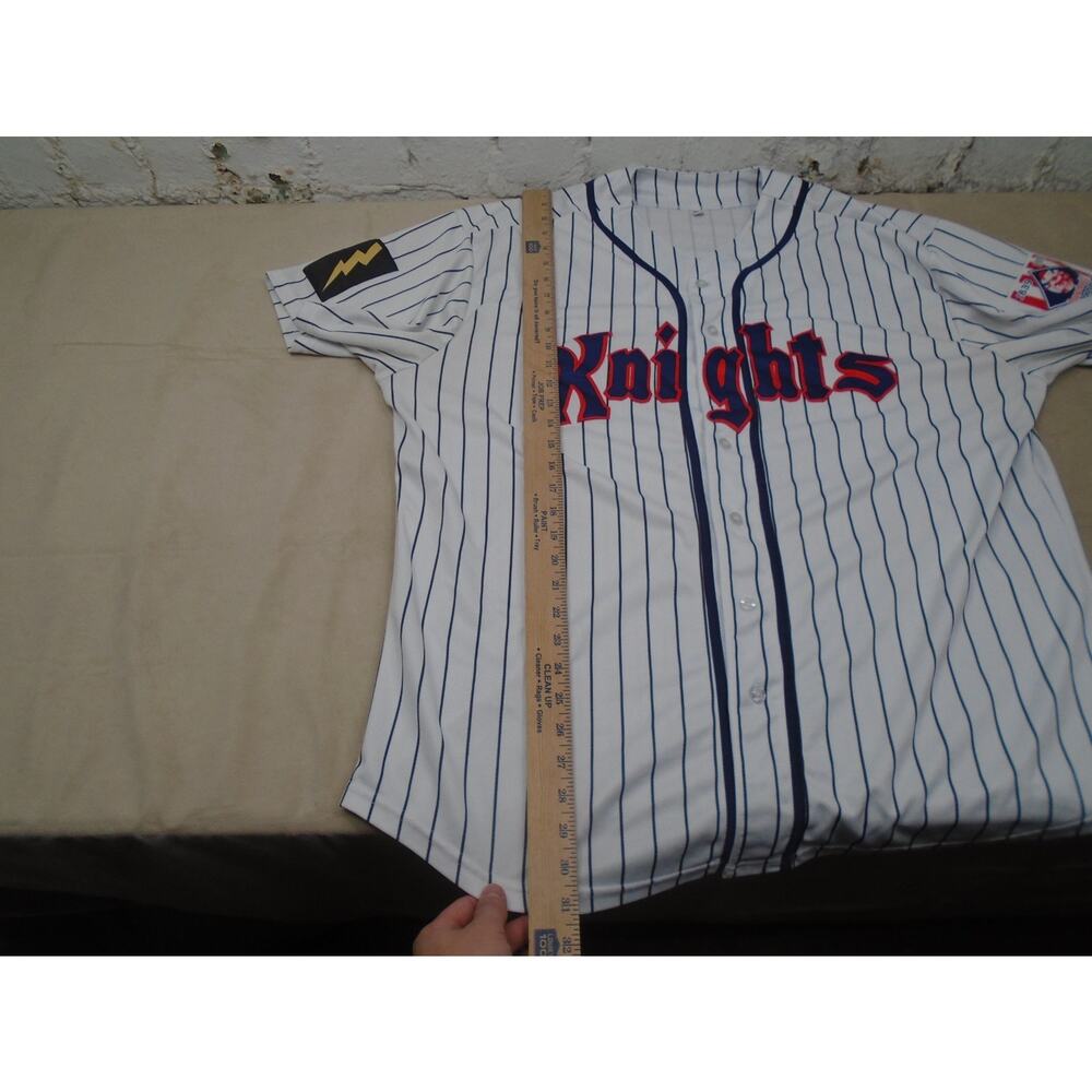 #9 Knights Movie Custom Stitched Baseball Jersey Men's XXXL White Striped - Picture 9 of 12